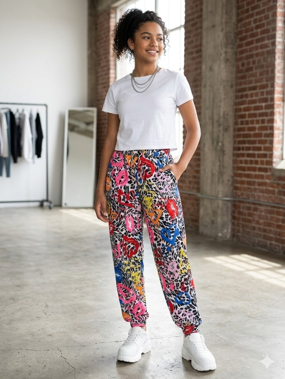 Women's Multicolor Animal-Print Jogger Pants